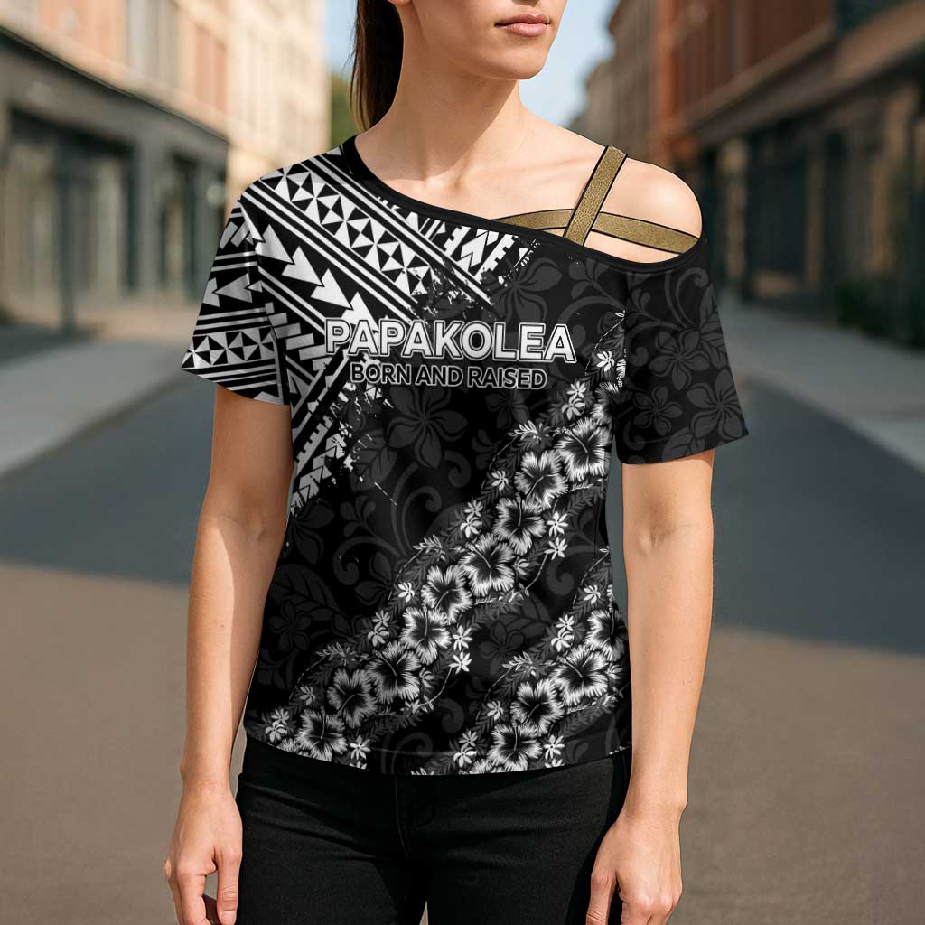 Hawaii Papakolea Born And Raised Cross Shoulder Shirt Hawaiian Tribal Pattern LT05 - Polynesian Pride
