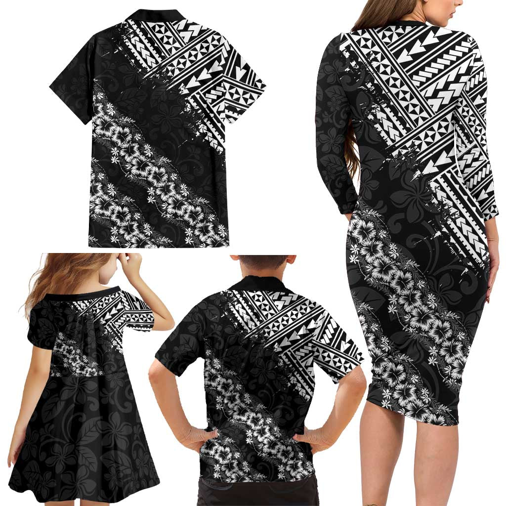 Hawaii Papakolea Born And Raised Family Matching Long Sleeve Bodycon Dress and Hawaiian Shirt Hawaiian Tribal Pattern
