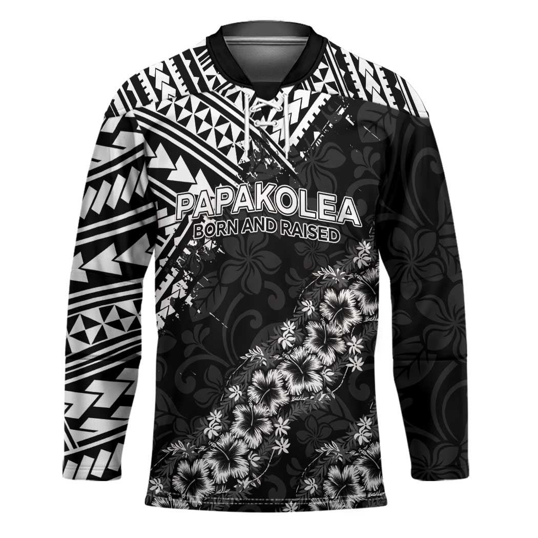 Hawaii Papakolea Born And Raised Hockey Jersey Hawaiian Tribal Pattern LT05 Unisex Black - Polynesian Pride