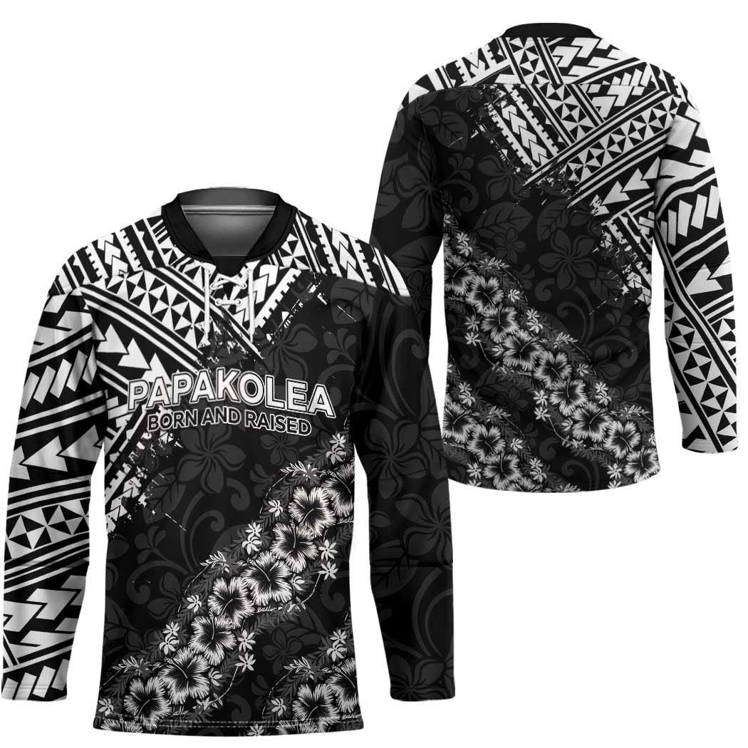 Hawaii Papakolea Born And Raised Hockey Jersey Hawaiian Tribal Pattern LT05 - Polynesian Pride