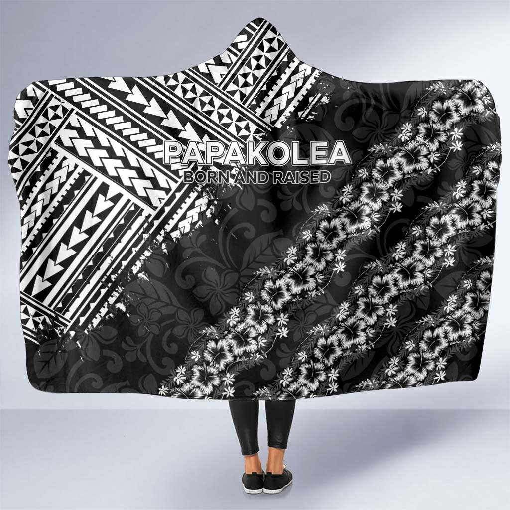 Hawaii Papakolea Born And Raised Hooded Blanket Hawaiian Tribal Pattern LT05 One Size Black - Polynesian Pride