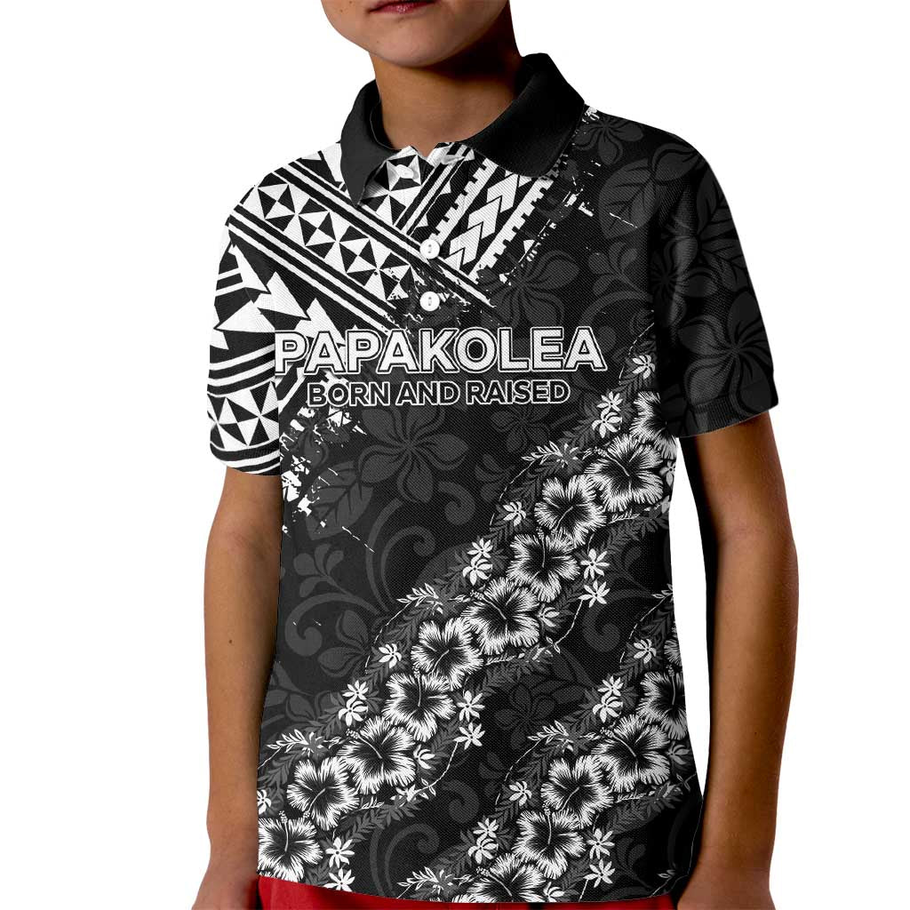 Hawaii Papakolea Born And Raised Kid Polo Shirt Hawaiian Tribal Pattern LT05 Kid Black - Polynesian Pride