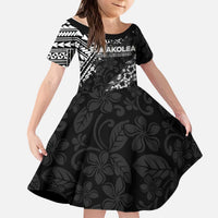 Hawaii Papakolea Born And Raised Kid Short Sleeve Dress Hawaiian Tribal Pattern LT05 KID Black - Polynesian Pride