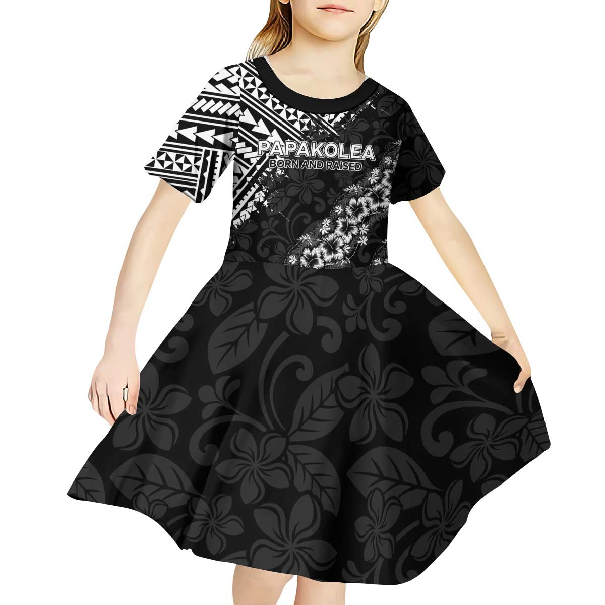 Hawaii Papakolea Born And Raised Kid Short Sleeve Dress Hawaiian Tribal Pattern LT05 - Polynesian Pride