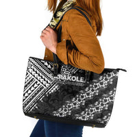 Hawaii Papakolea Born And Raised Leather Tote Bag Hawaiian Tribal Pattern LT05 Black - Polynesian Pride