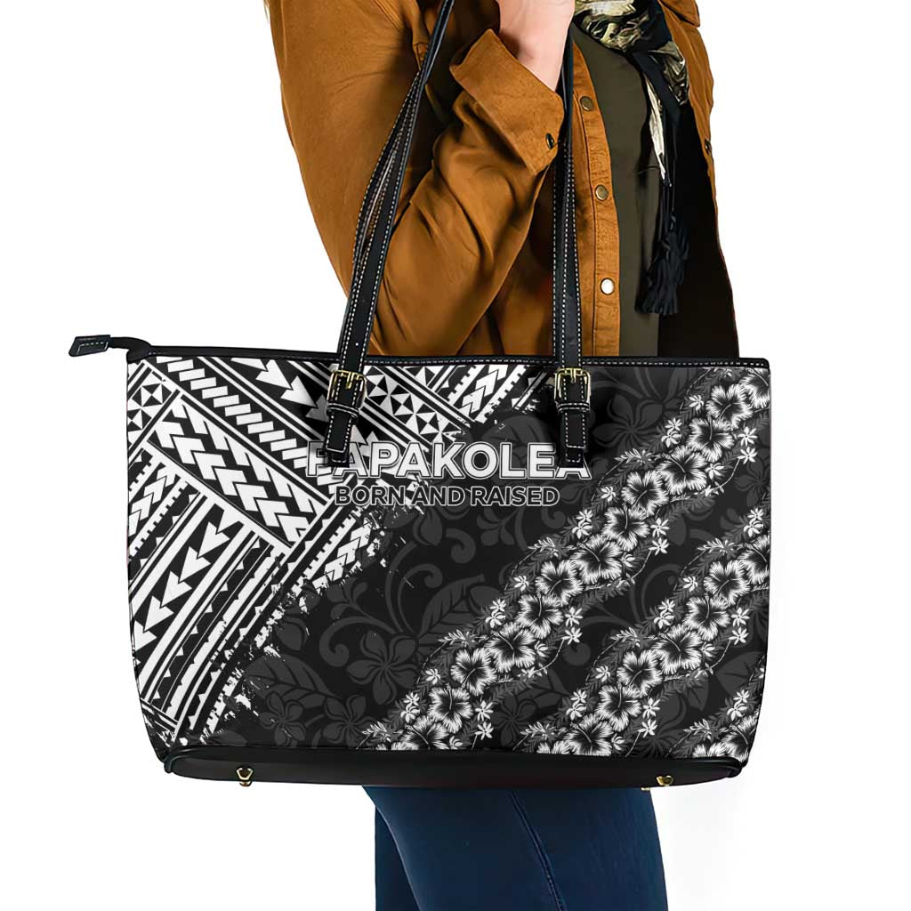 Hawaii Papakolea Born And Raised Leather Tote Bag Hawaiian Tribal Pattern LT05 - Polynesian Pride