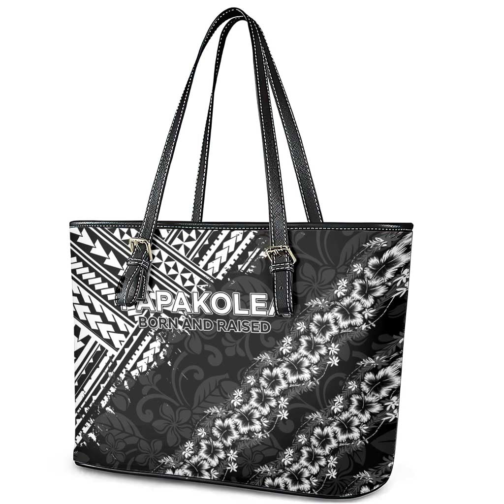 Hawaii Papakolea Born And Raised Leather Tote Bag Hawaiian Tribal Pattern LT05 - Polynesian Pride