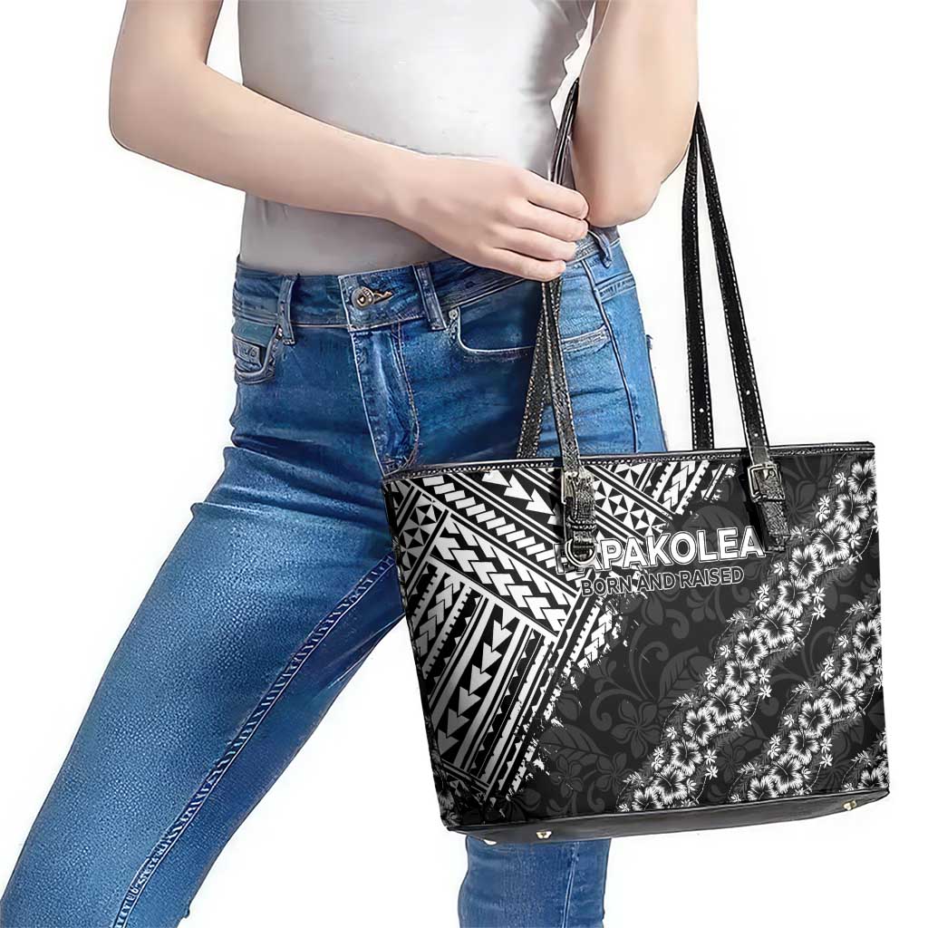 Hawaii Papakolea Born And Raised Leather Tote Bag Hawaiian Tribal Pattern LT05 - Polynesian Pride