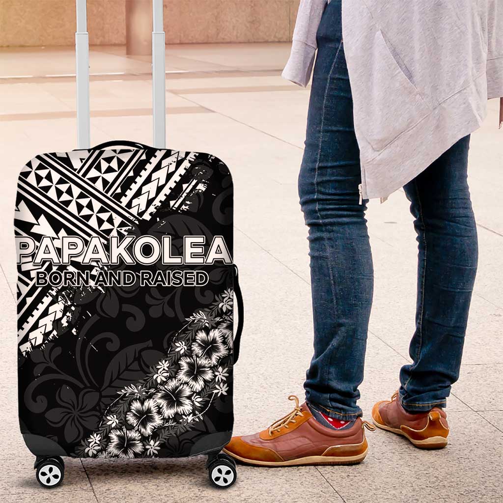 Hawaii Papakolea Born And Raised Luggage Cover Hawaiian Tribal Pattern LT05 Black - Polynesian Pride