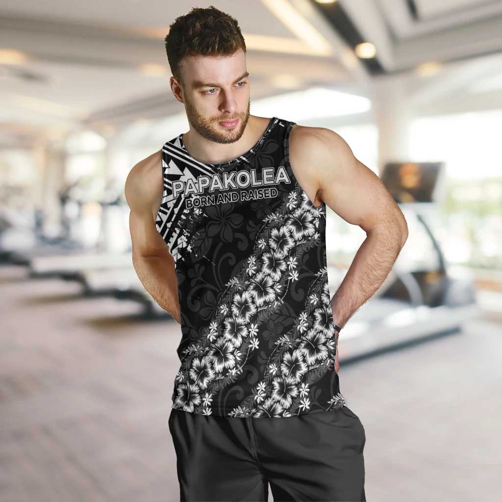 Hawaii Papakolea Born And Raised Men Tank Top Hawaiian Tribal Pattern LT05 Black - Polynesian Pride
