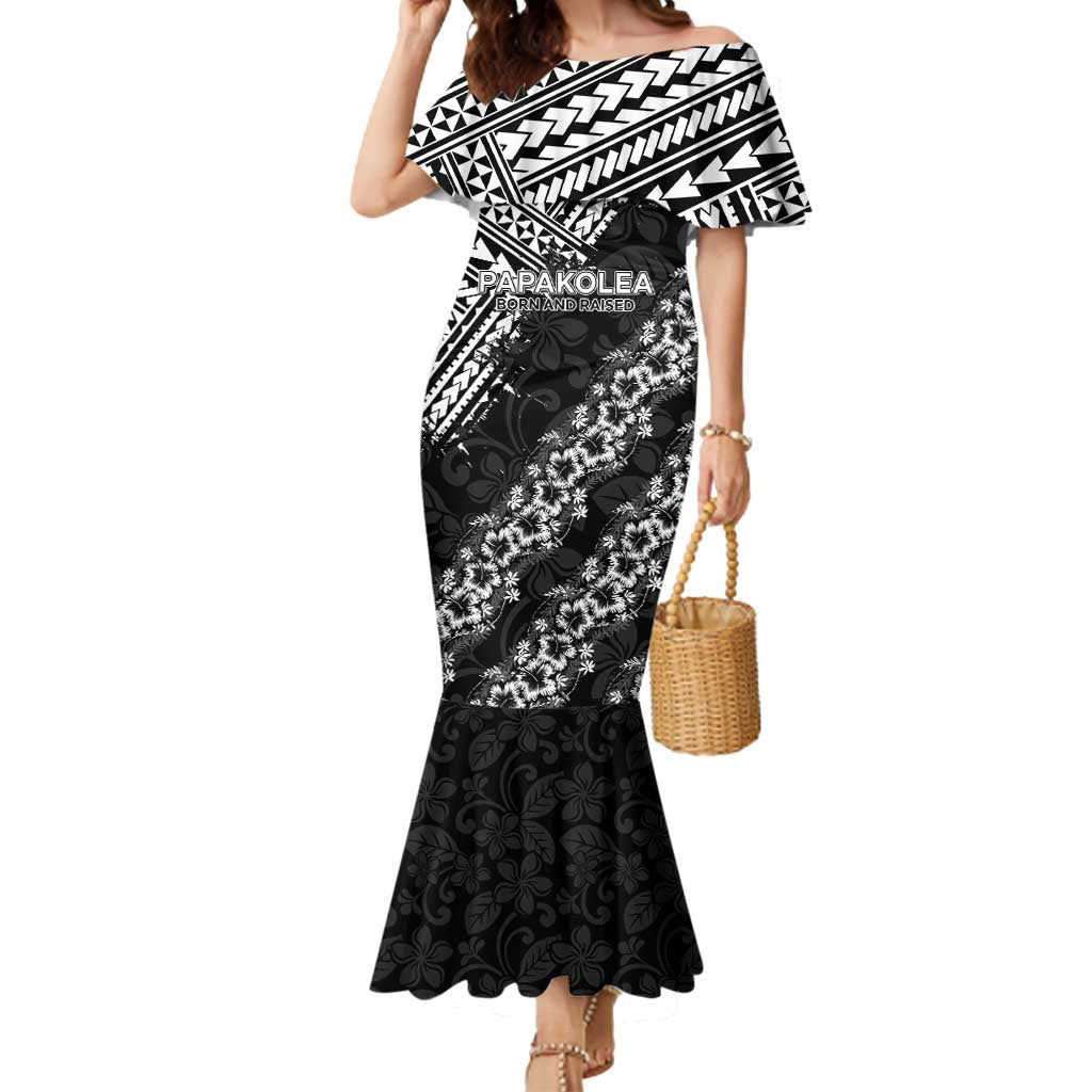 Hawaii Papakolea Born And Raised Mermaid Dress Hawaiian Tribal Pattern LT05 Women Black - Polynesian Pride