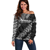 Hawaii Papakolea Born And Raised Off Shoulder Sweater Hawaiian Tribal Pattern