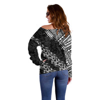 Hawaii Papakolea Born And Raised Off Shoulder Sweater Hawaiian Tribal Pattern