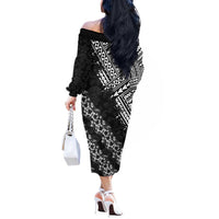 Hawaii Papakolea Born And Raised Off The Shoulder Long Sleeve Dress Hawaiian Tribal Pattern LT05 - Polynesian Pride
