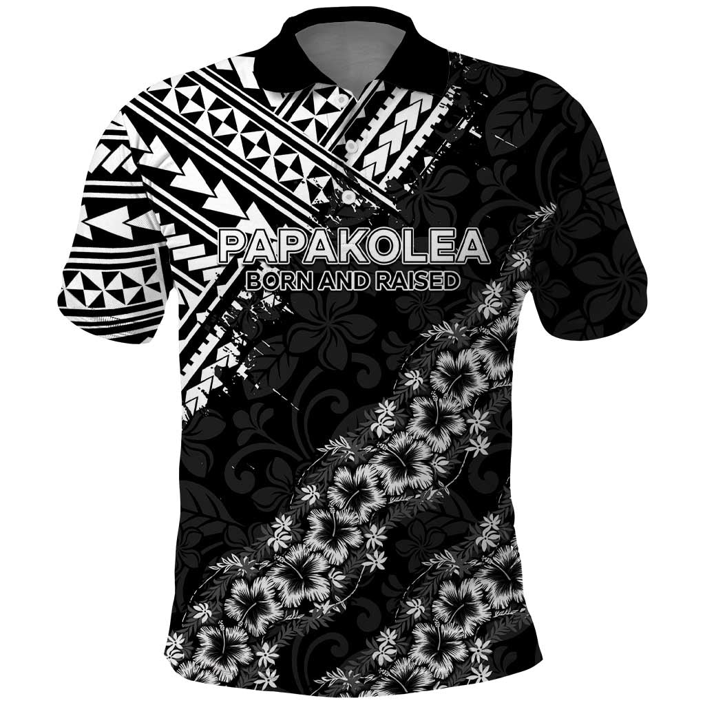 Hawaii Papakolea Born And Raised Polo Shirt Hawaiian Tribal Pattern LT05 Black - Polynesian Pride