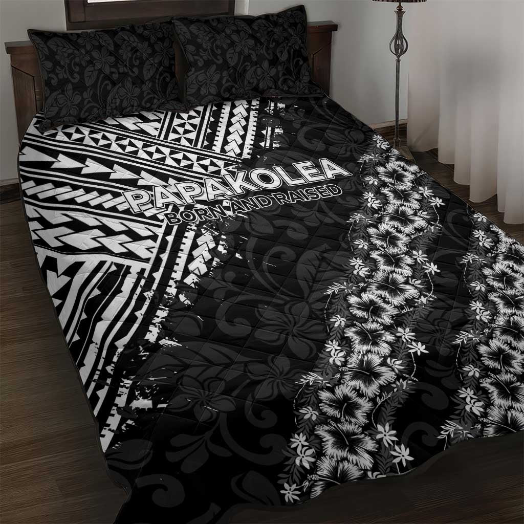 Hawaii Papakolea Born And Raised Quilt Bed Set Hawaiian Tribal Pattern LT05 Black - Polynesian Pride