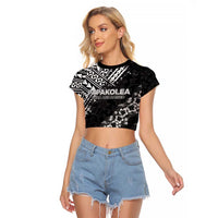 Hawaii Papakolea Born And Raised Raglan Cropped T Shirt Hawaiian Tribal Pattern LT05 Female Black - Polynesian Pride