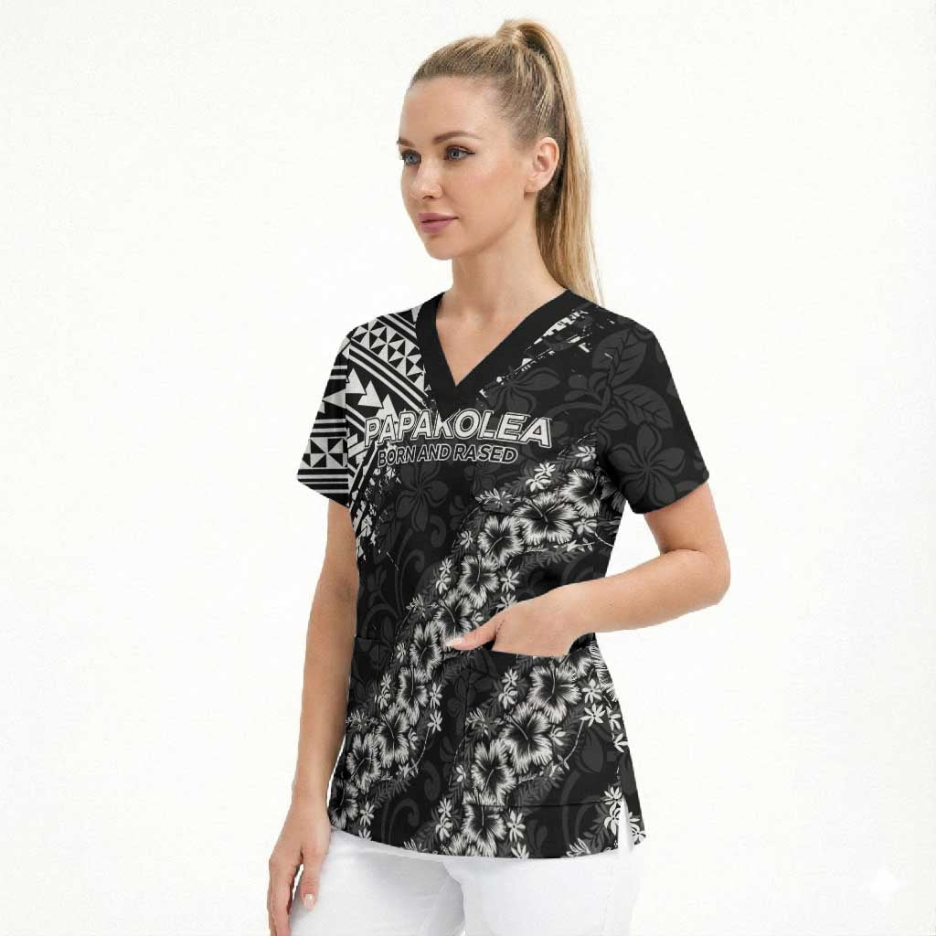 Hawaii Papakolea Born And Raised Scrub Top Hawaiian Tribal Pattern LT05 - Polynesian Pride