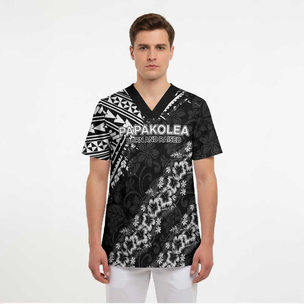 Hawaii Papakolea Born And Raised Scrub Top Hawaiian Tribal Pattern LT05 - Polynesian Pride