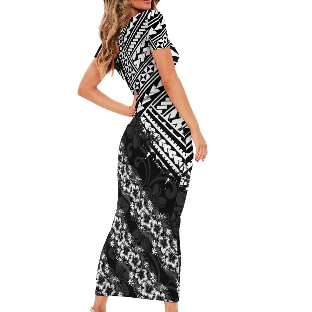 Hawaii Papakolea Born And Raised Short Sleeve Bodycon Dress Hawaiian Tribal Pattern LT05 - Polynesian Pride