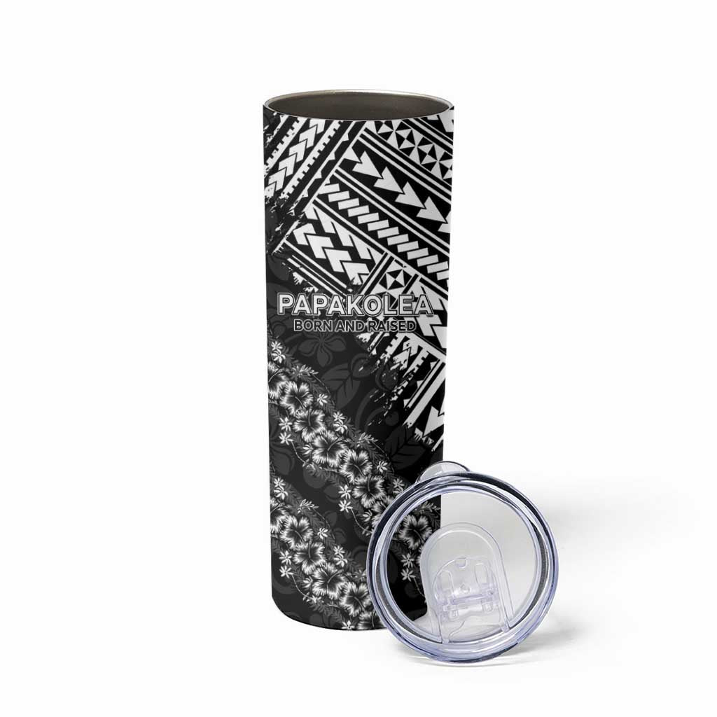 Hawaii Papakolea Born And Raised Skinny Tumbler Hawaiian Tribal Pattern