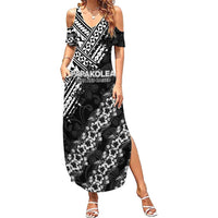 Hawaii Papakolea Born And Raised Summer Maxi Dress Hawaiian Tribal Pattern LT05 Women Black - Polynesian Pride