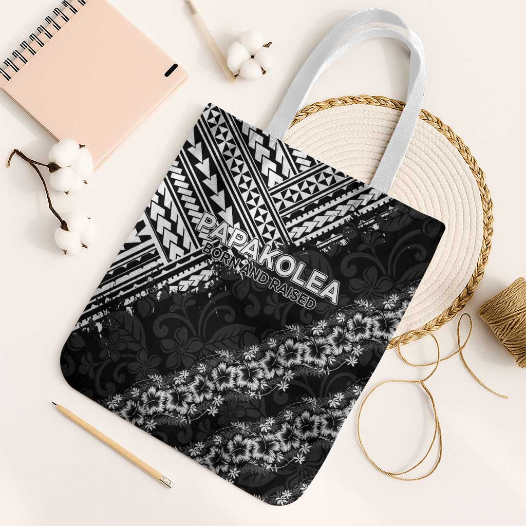 Hawaii Papakolea Born And Raised Tote Bag Hawaiian Tribal Pattern LT05 White Strap One Size Black - Polynesian Pride