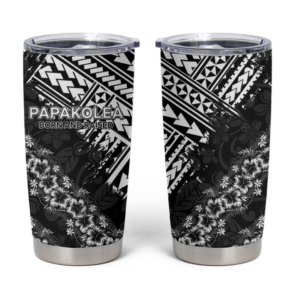 Hawaii Papakolea Born And Raised Tumbler Cup Hawaiian Tribal Pattern LT05 Black - Polynesian Pride