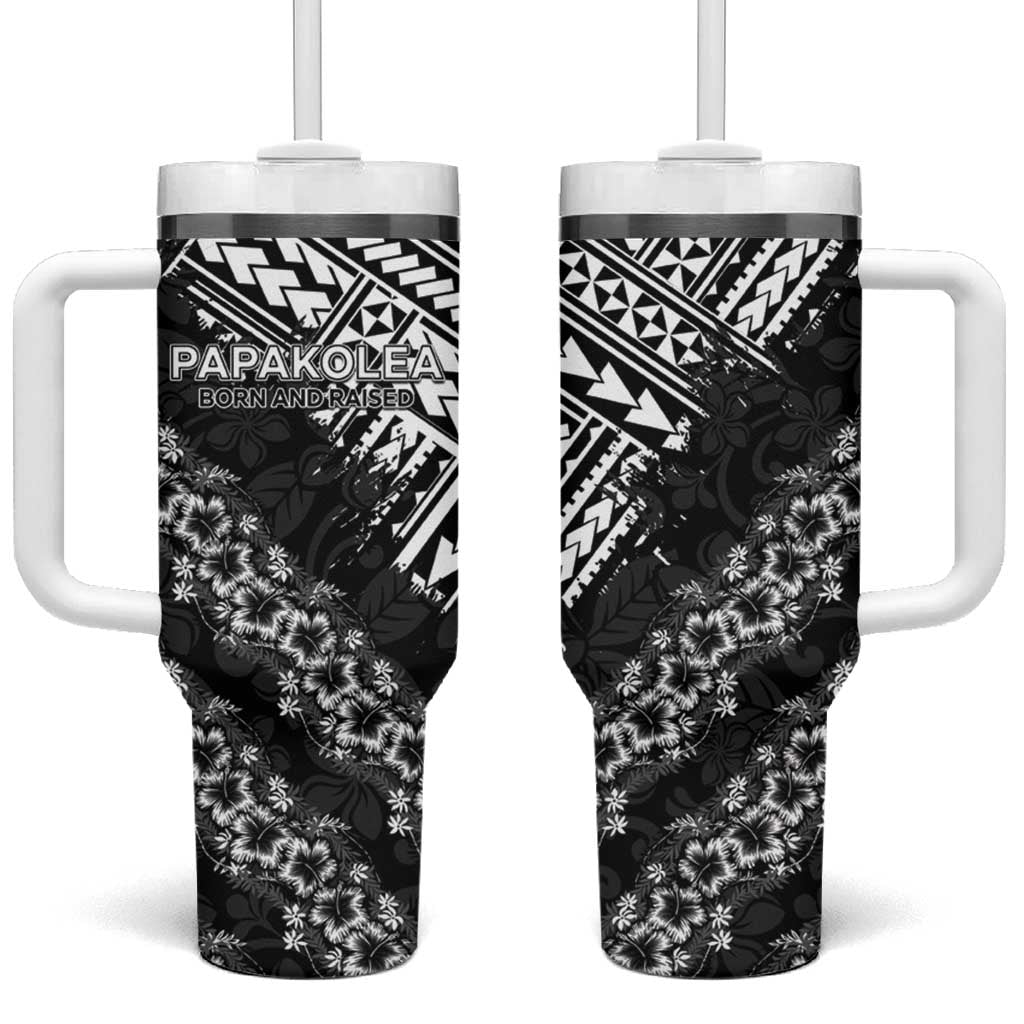Hawaii Papakolea Born And Raised Tumbler With Handle Hawaiian Tribal Pattern