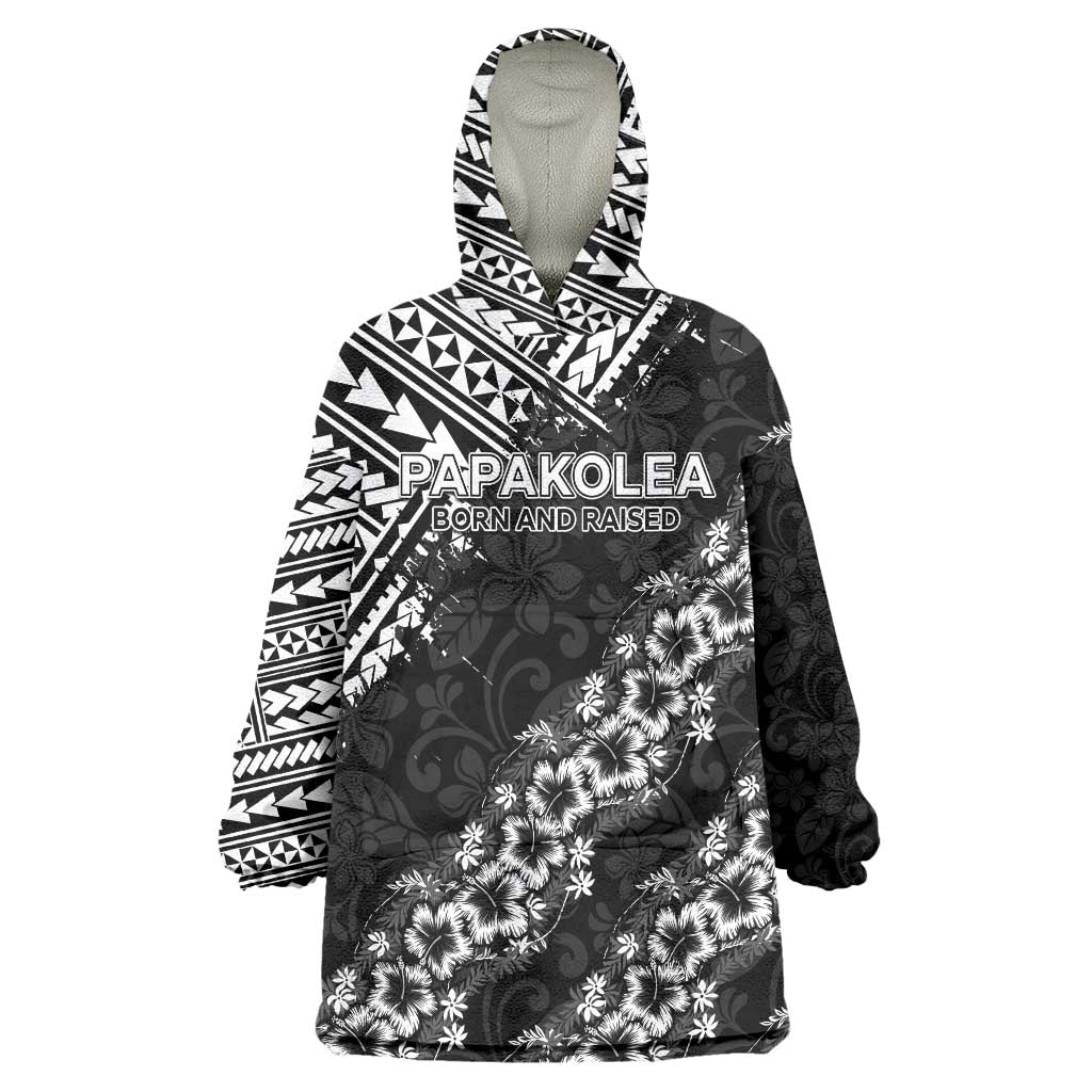 Hawaii Papakolea Born And Raised Wearable Blanket Hoodie Hawaiian Tribal Pattern LT05 One Size Black - Polynesian Pride