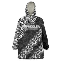 Hawaii Papakolea Born And Raised Wearable Blanket Hoodie Hawaiian Tribal Pattern LT05 One Size Black - Polynesian Pride