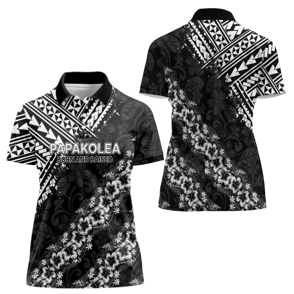 Hawaii Papakolea Born And Raised Women Polo Shirt Hawaiian Tribal Pattern LT05 - Polynesian Pride