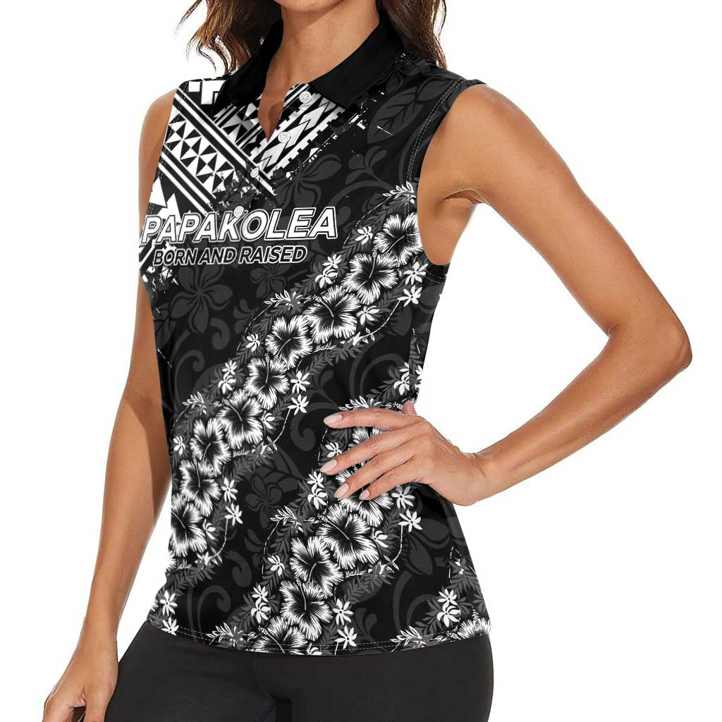 Hawaii Papakolea Born And Raised Women Sleeveless Polo Shirt Hawaiian Tribal Pattern LT05 - Polynesian Pride