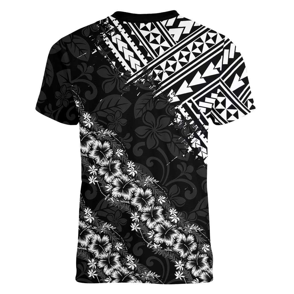 Hawaii Papakolea Born And Raised Women V-Neck T-Shirt Hawaiian Tribal Pattern LT05 - Polynesian Pride