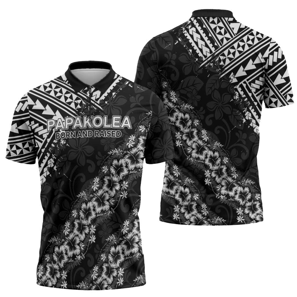 Hawaii Papakolea Born And Raised Zipper Polo Shirt Hawaiian Tribal Pattern LT05 - Polynesian Pride