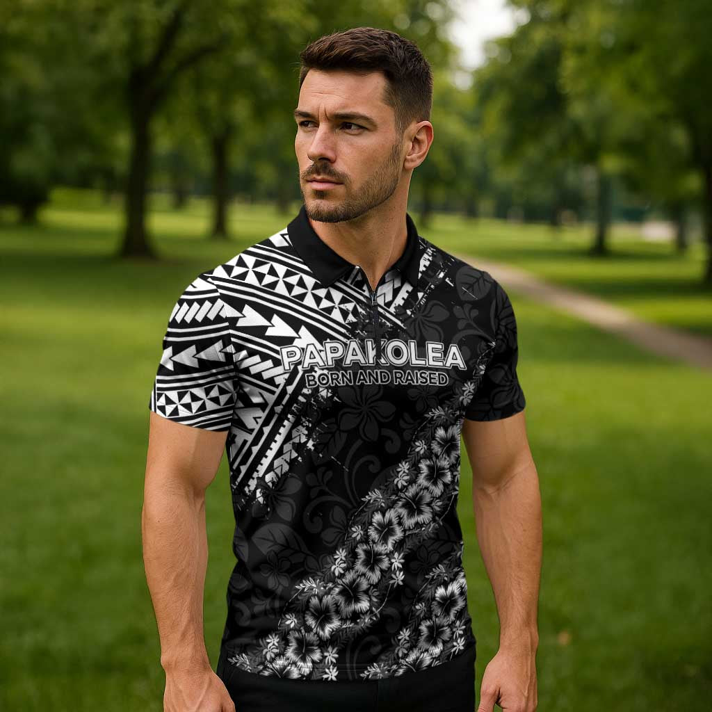 Hawaii Papakolea Born And Raised Zipper Polo Shirt Hawaiian Tribal Pattern LT05 - Polynesian Pride