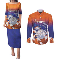Marshall Islands Fishermen's Day Couples Matching Puletasi and Long Sleeve Button Shirt It's Fishing Time