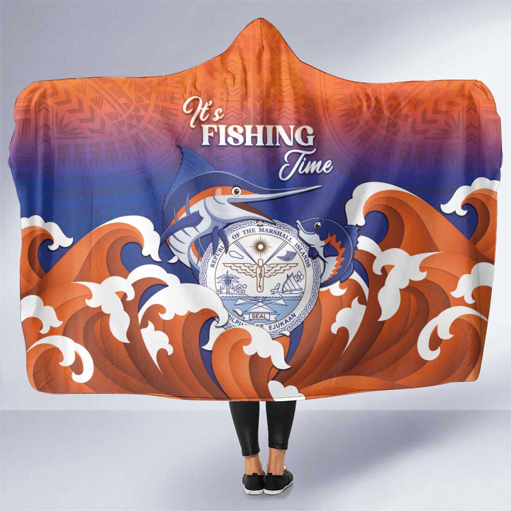Marshall Islands Fishermen's Day Hooded Blanket It's Fishing Time