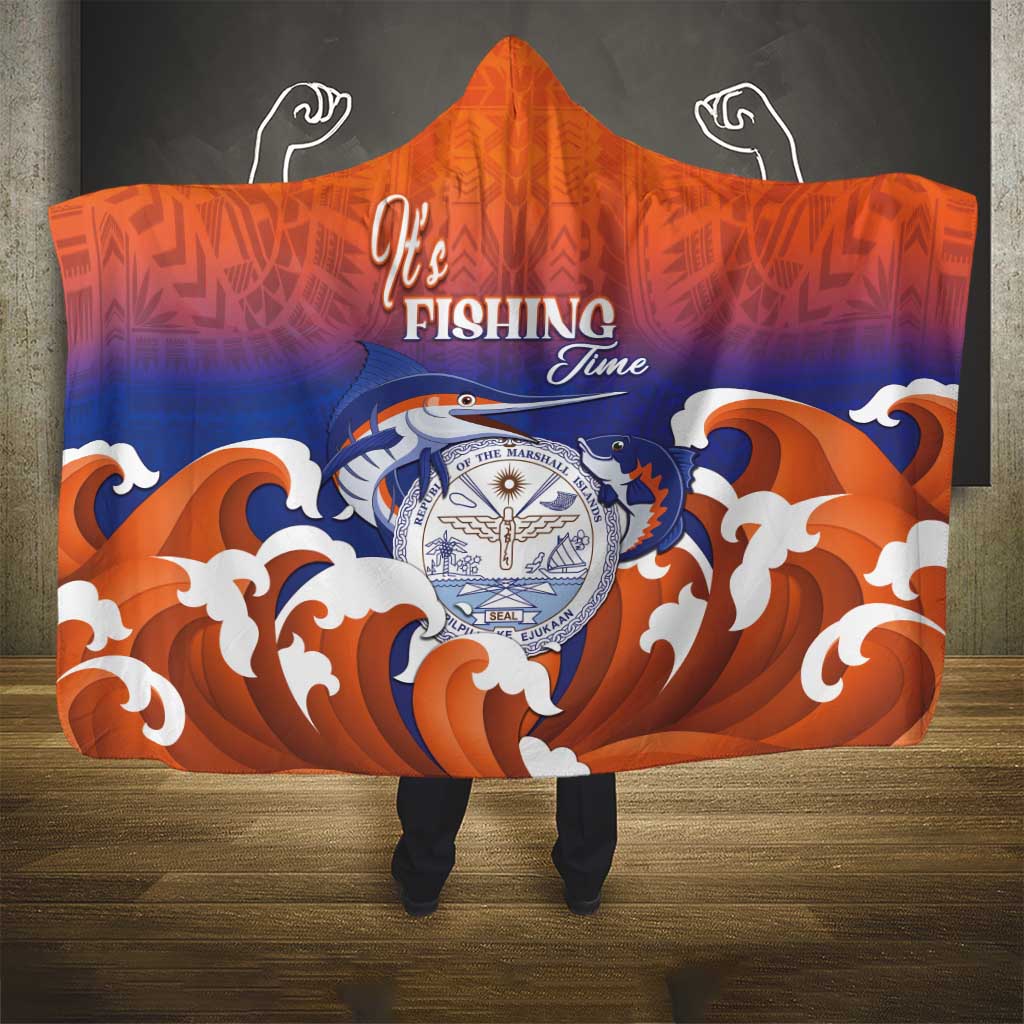 Marshall Islands Fishermen's Day Hooded Blanket It's Fishing Time