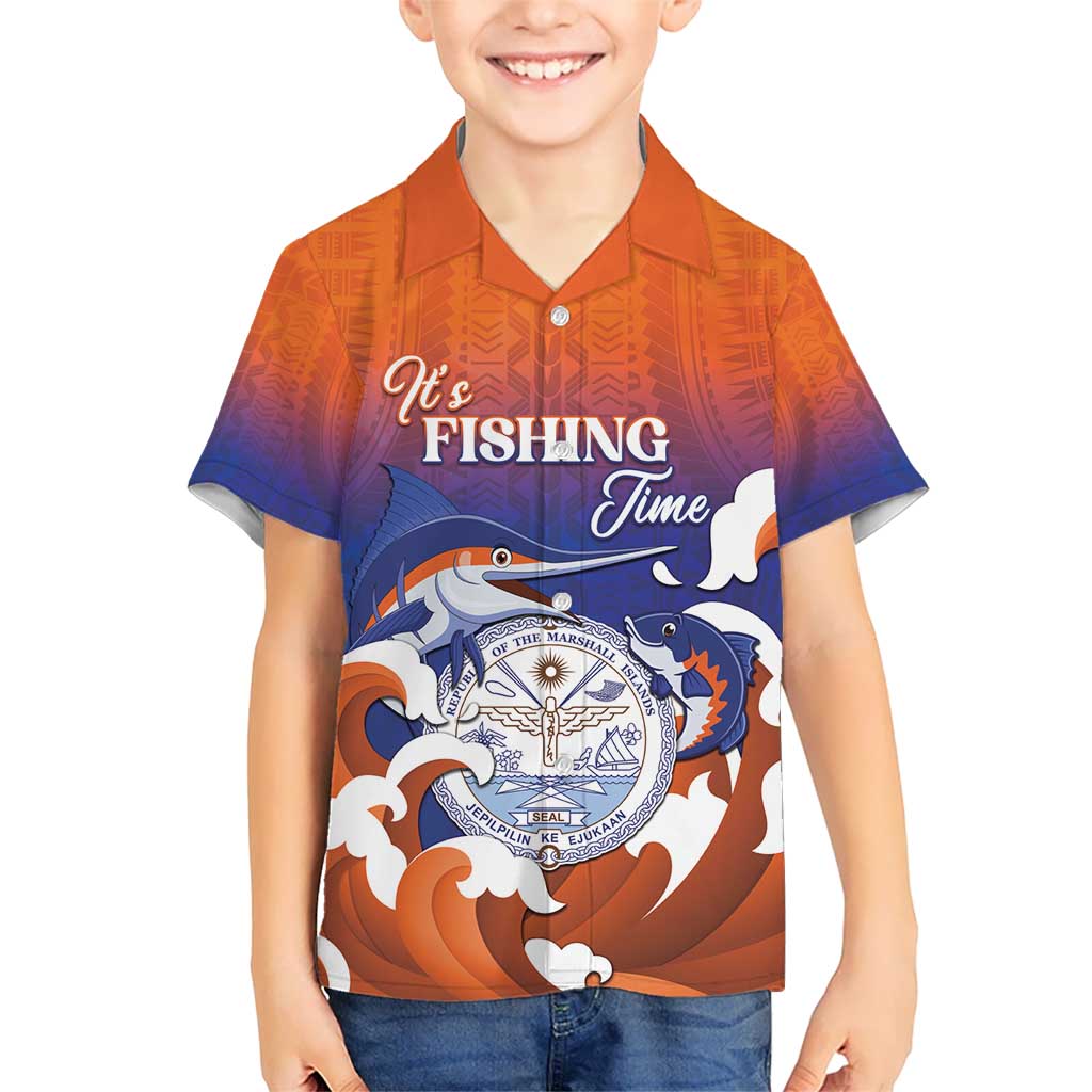 Marshall Islands Fishermen's Day Kid Hawaiian Shirt It's Fishing Time