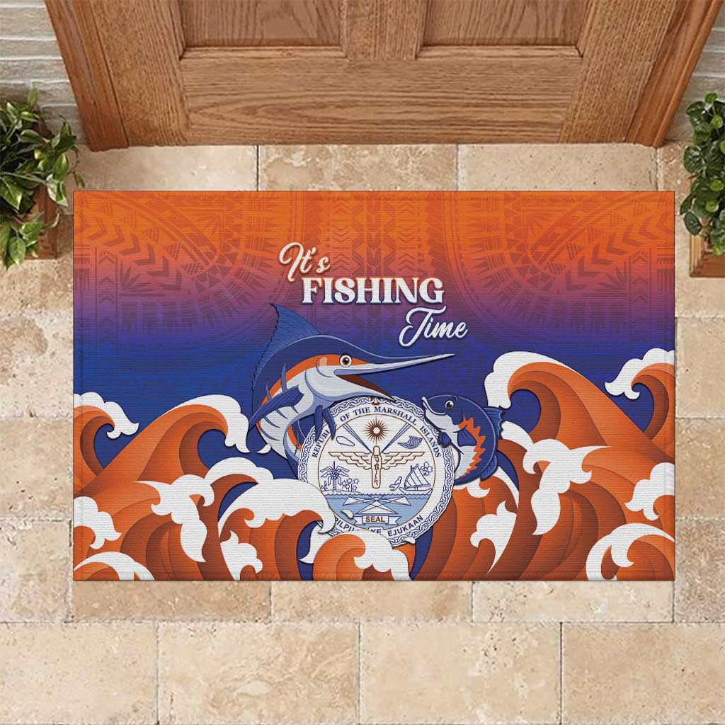 Marshall Islands Fishermen's Day Rubber Doormat It's Fishing Time