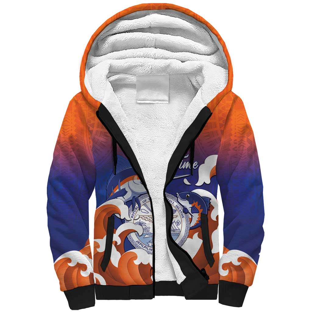 Marshall Islands Fishermen's Day Sherpa Hoodie It's Fishing Time