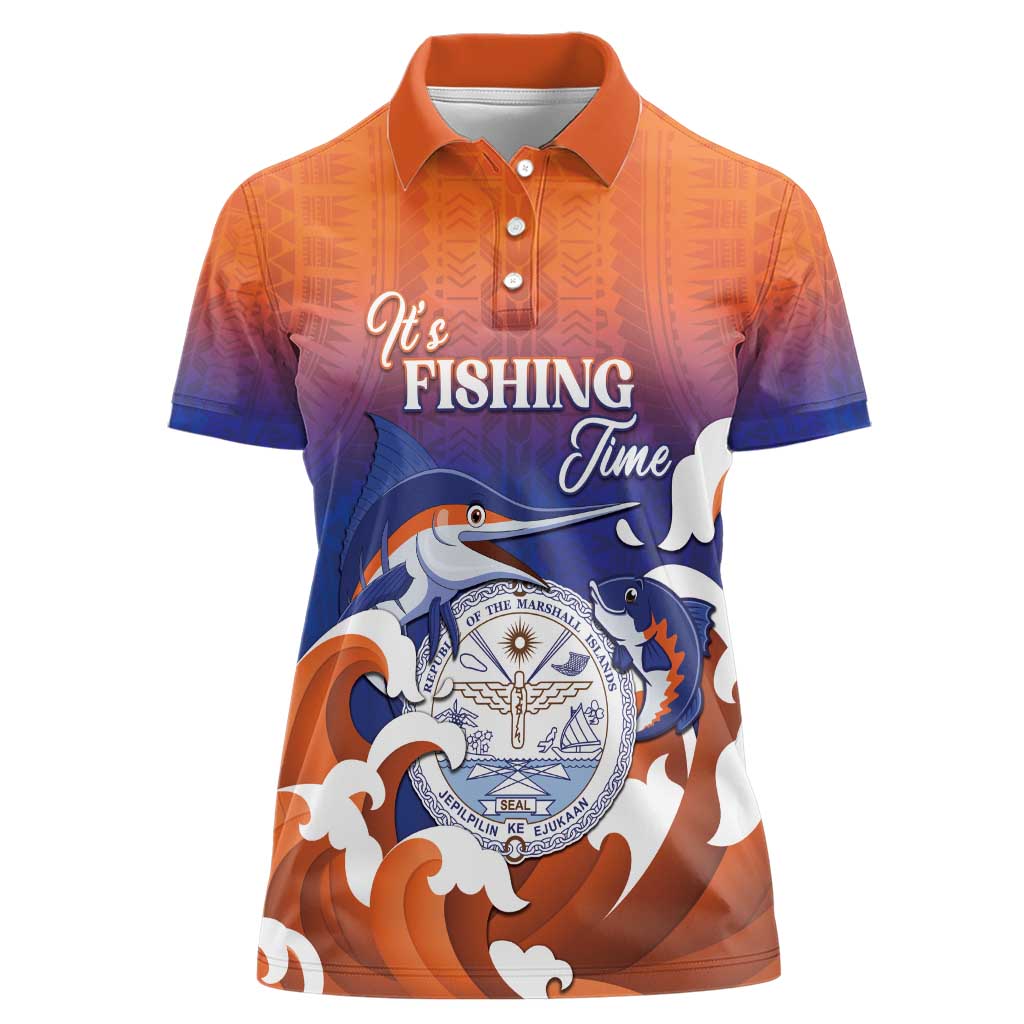 Marshall Islands Fishermen's Day Women Polo Shirt It's Fishing Time