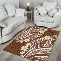 Plumeria With Brown Polynesian Tattoo Pattern Area Rug