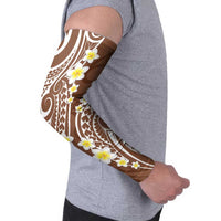 Plumeria With Brown Polynesian Tattoo Pattern Arm Sleeves - Polynesian Pride