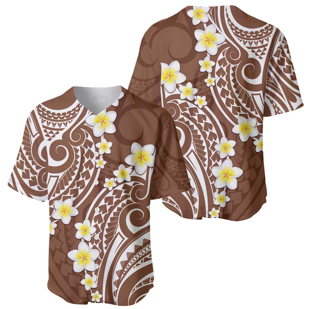 Plumeria With Brown Polynesian Tattoo Pattern Baseball Jersey
