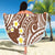 Plumeria With Brown Polynesian Tattoo Pattern Beach Blanket