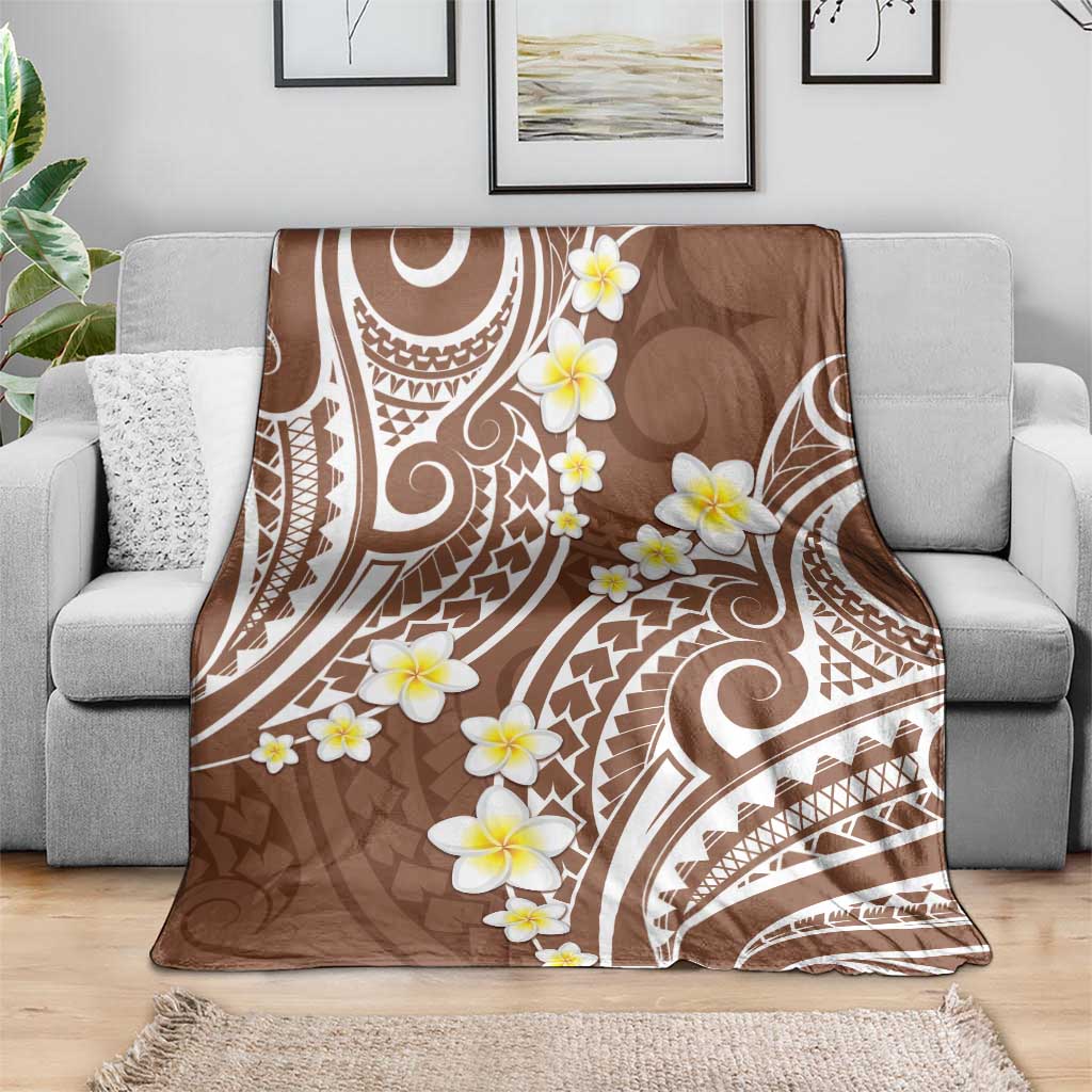 Plumeria With Brown Polynesian Tattoo Pattern Blanket LT05 - Polynesian Pride