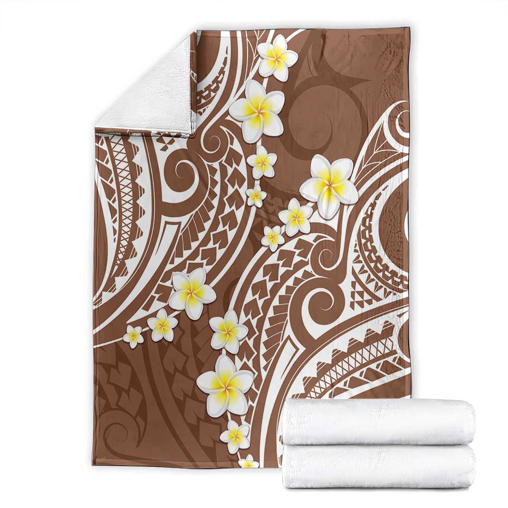 Plumeria With Brown Polynesian Tattoo Pattern Blanket LT05 - Polynesian Pride