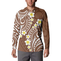 Plumeria With Brown Polynesian Tattoo Pattern Button Sweatshirt LT05 - Polynesian Pride